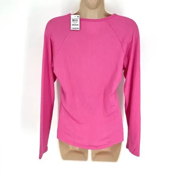 Jenni NEW Womens Long Sleeve Night Shirt PJ Top Size M Pink Tease Notched V-Neck - Picture 2 of 6